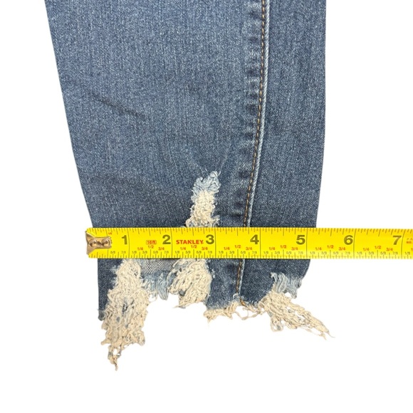 Blue Skinny Jeans with Distressed Details and Frayed Hem - Picture 8 of 11